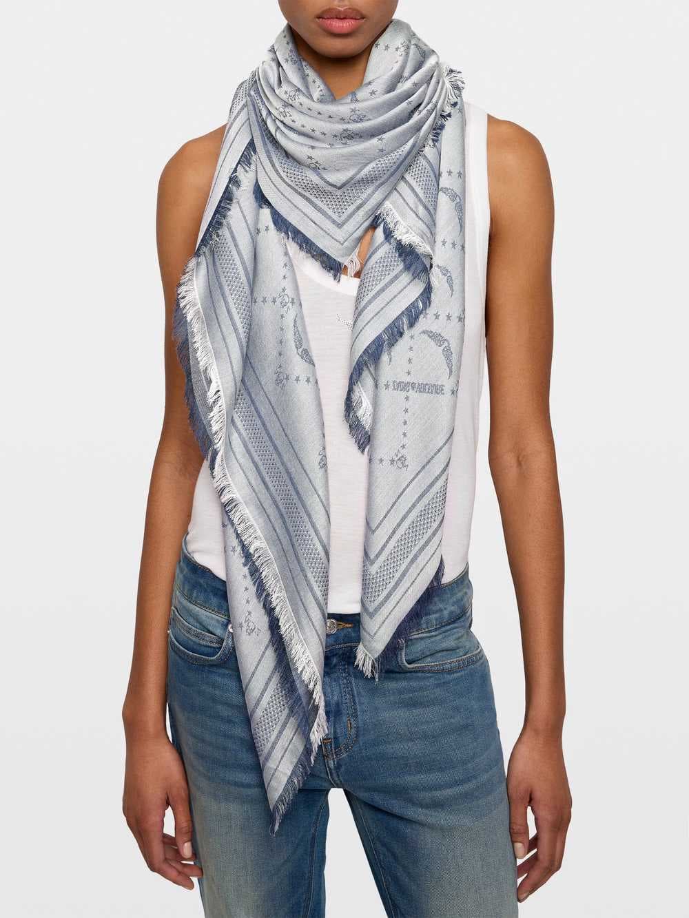 Liz Denim Monogram Scarf