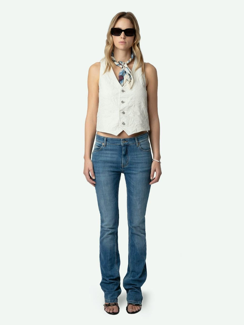 Emilie Crinkled Leather Vest